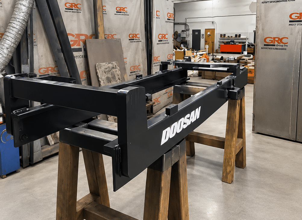 Усиление металлоконструкций накладками при ремонте мачты Doosan